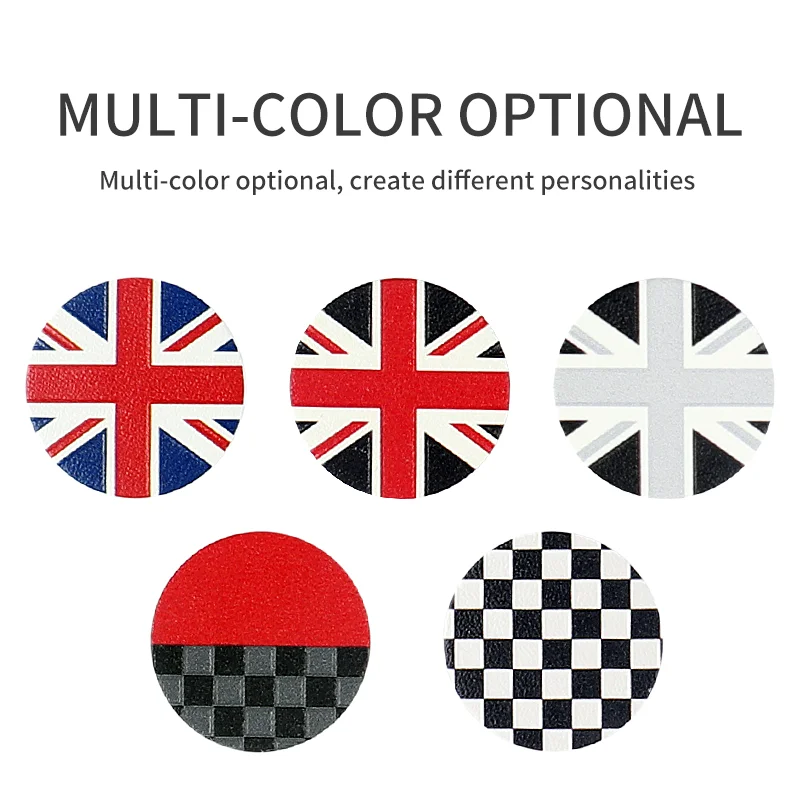 2pcs For MINI Cooper F55 F56 F57 F60 Countryman Clubman Leather Central Control Volume Multimedia Button Knob Sticker Styling