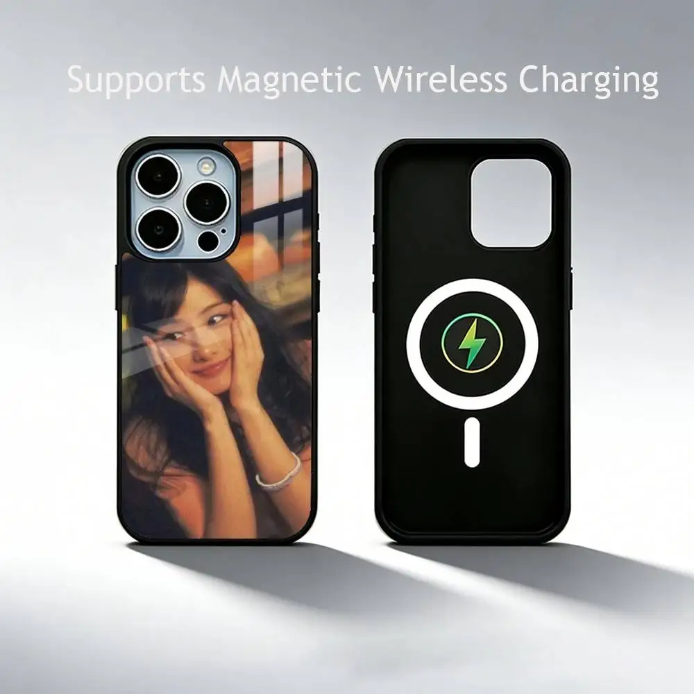 Japanese Ishihara Satomi  Luxury Glass Phone Case For iPhone17,16,15,14,13,12,11 Plus,Pro Allows magnetic wireless charging