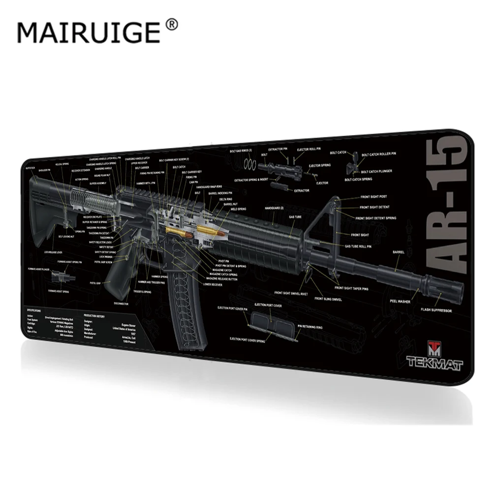 Pistolet podkładka pod mysz Gamer akcesoria włócznia karabin prędkość części broń palna gra czarny XXL komputerowe gry komputerowe biurko maty podkładka pod mysz 90x40cm