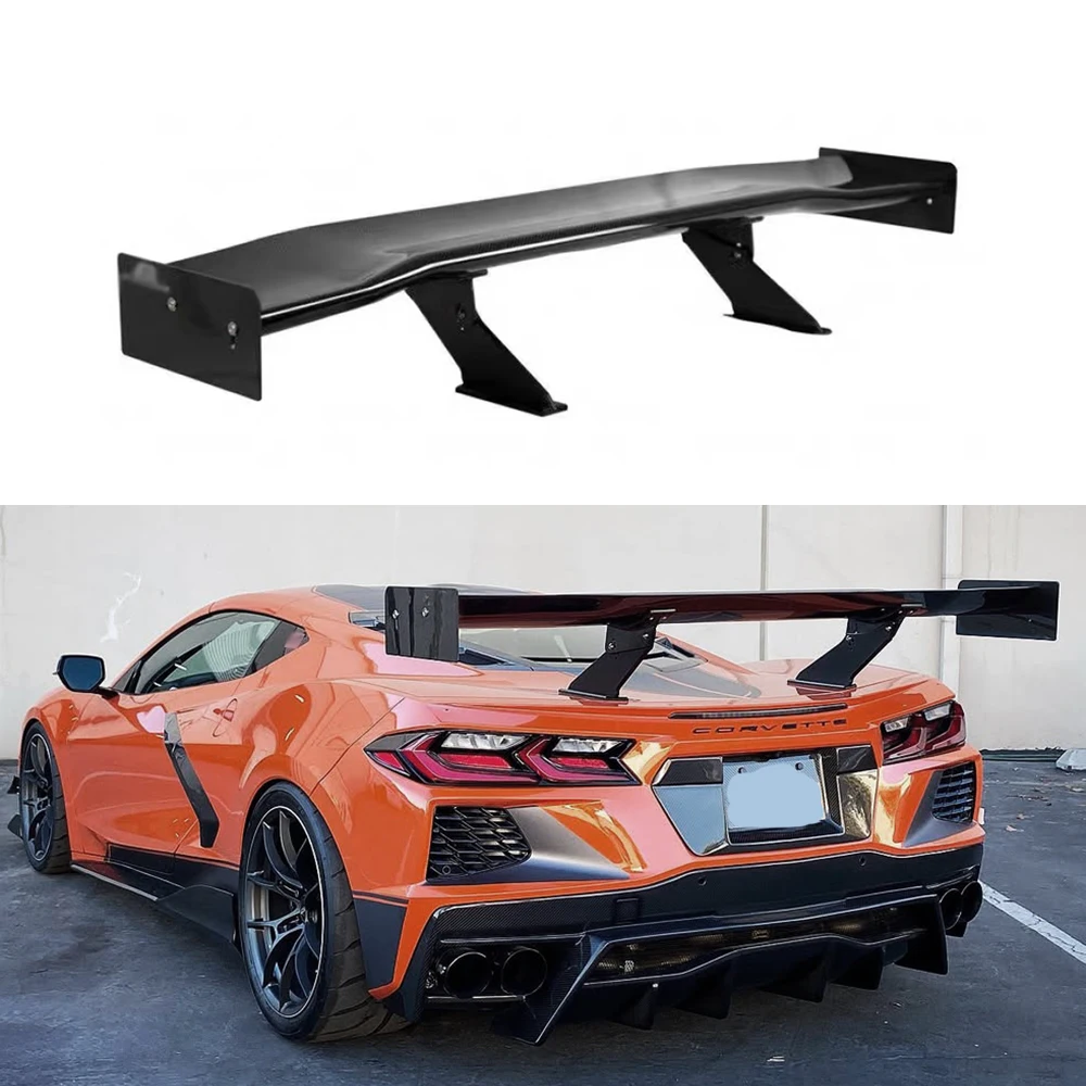 

Rear Trunk Lid High Wing Spoiler for 20-Up Corvette C8 Real Carbon Fiber Rear Wing