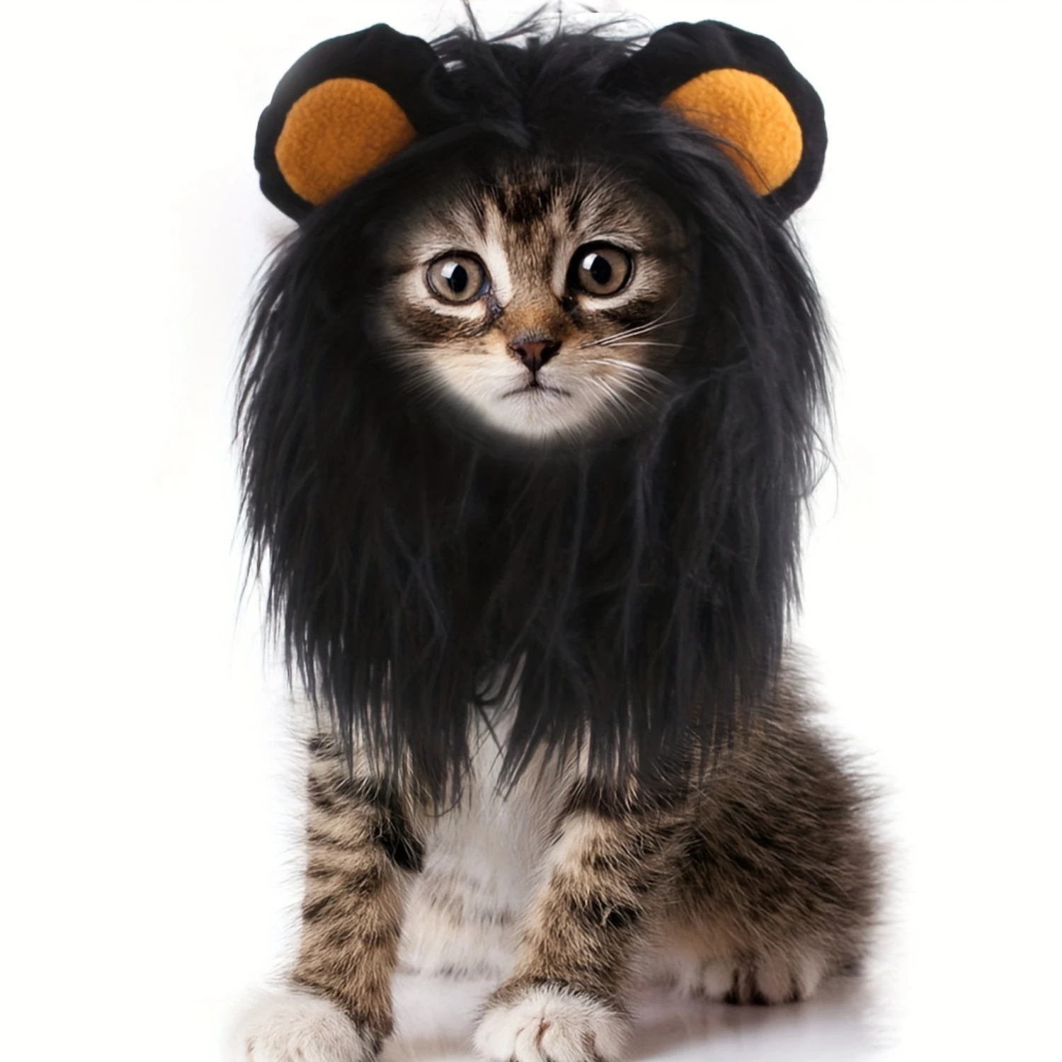 Pet Lion Mane Wig , Funny Cat Costume Headgear, Cute Cosplay Props for Small Dogs and Cats, Soft Cotton Furry Lion Headpiece Acc