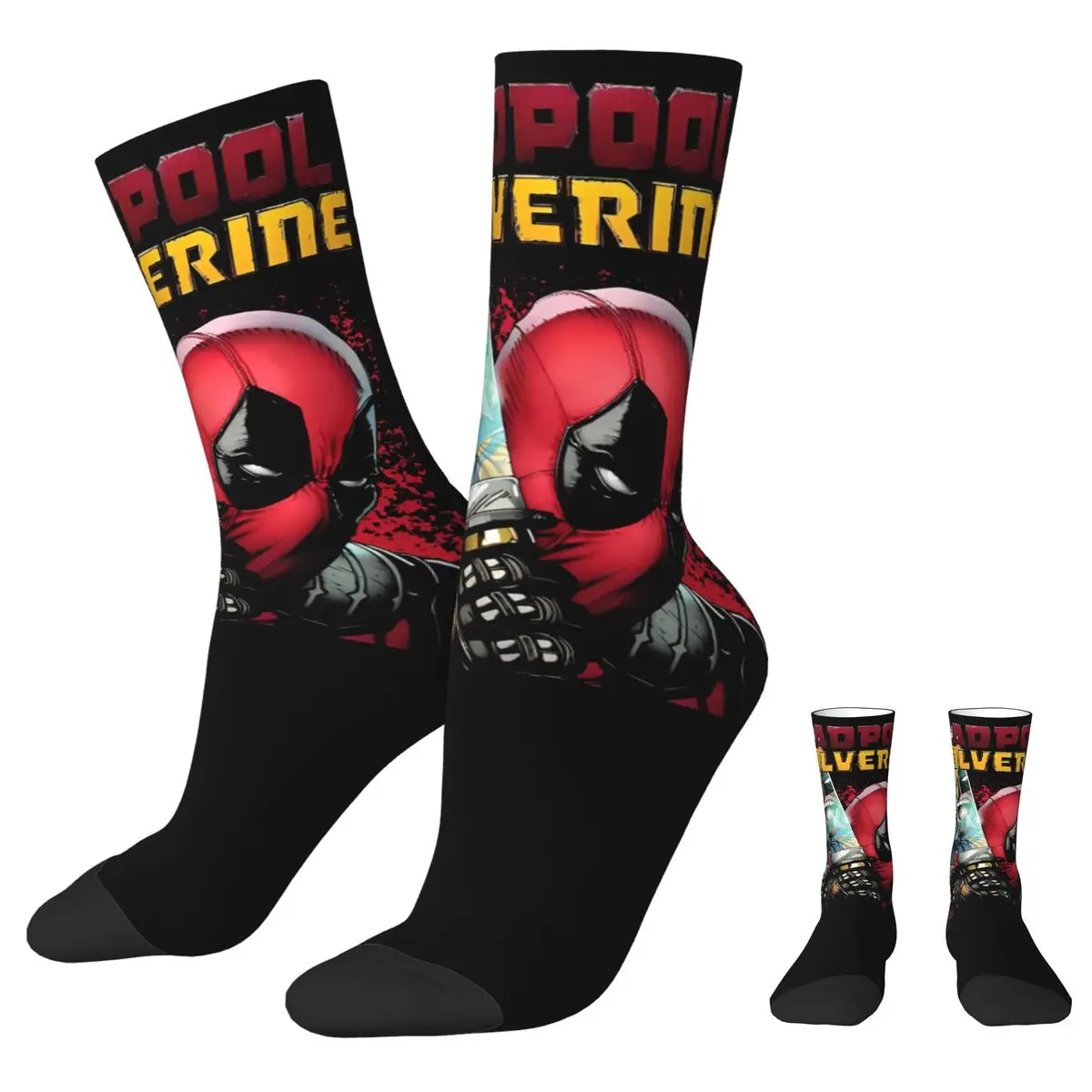 Deadpool & Wolverine Together Socks Men Women Polyester Fashion Friendship Socks Harajuku Spring Autumn Winter Gift