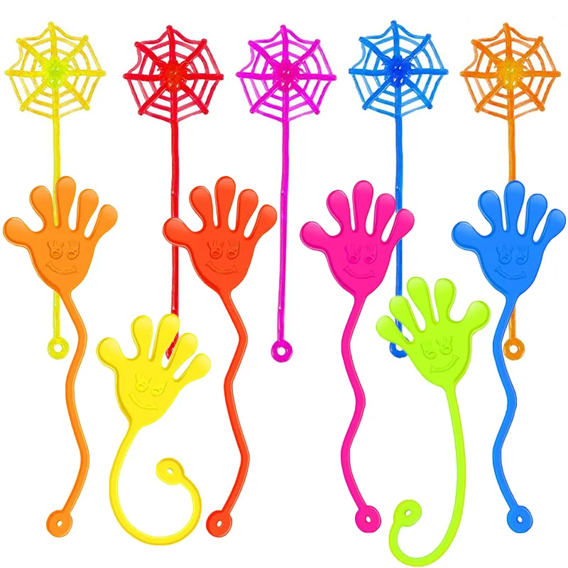 10/20/30pcs Sticky Hands & Spider Web Toy Stretchy Stress Relief Fidget Toys for Kid Birthday Favor Valentine Gift Supplies