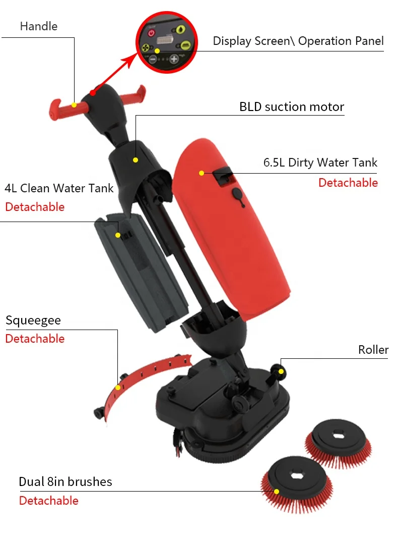 

C430BN Double 8inch Brush Floor Scrubber Auto Mini Floor Scrubber Dryer Mop Machine for Sale