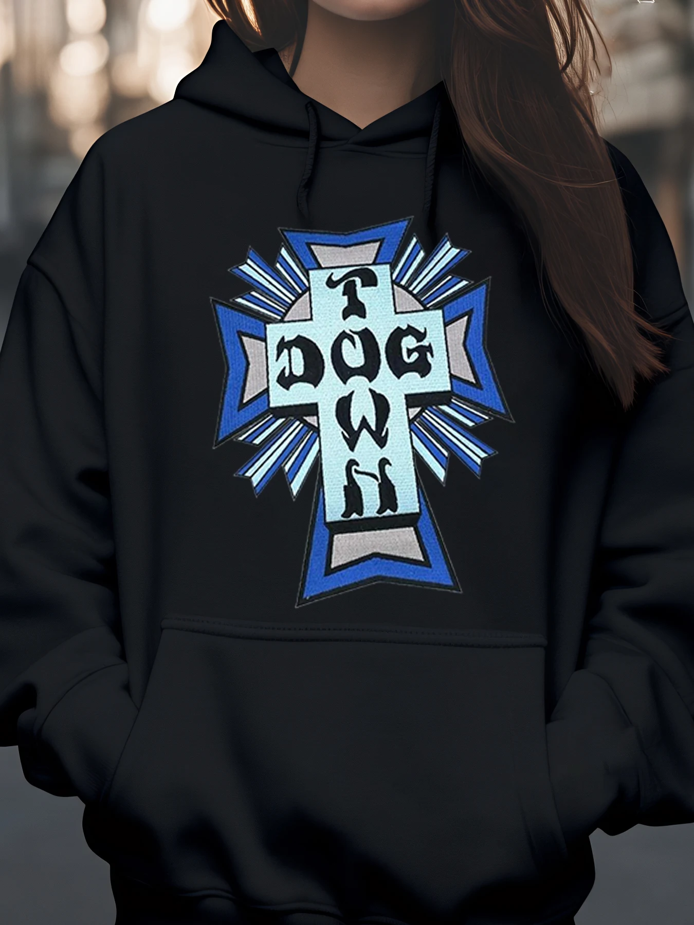 

Толстовка с принтом Cross Dog Wn, повседневная одежда на Хэллоуин, женская толстовка с капюшоном