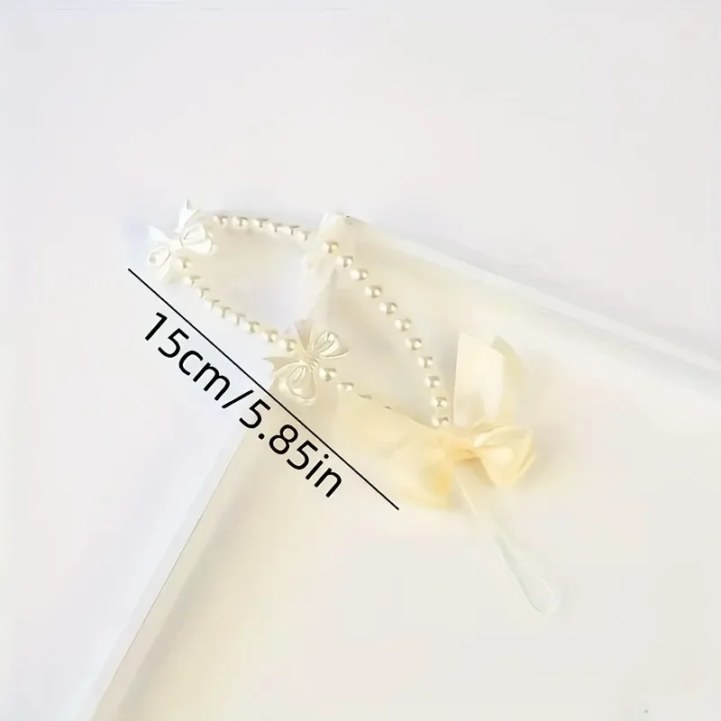 Sweet and Cute Pink Bow Mobile Strap Phone Chains For Women Pearl Chain Phone Pendant Charm Key Anti-Lost Lanyard Jewelry