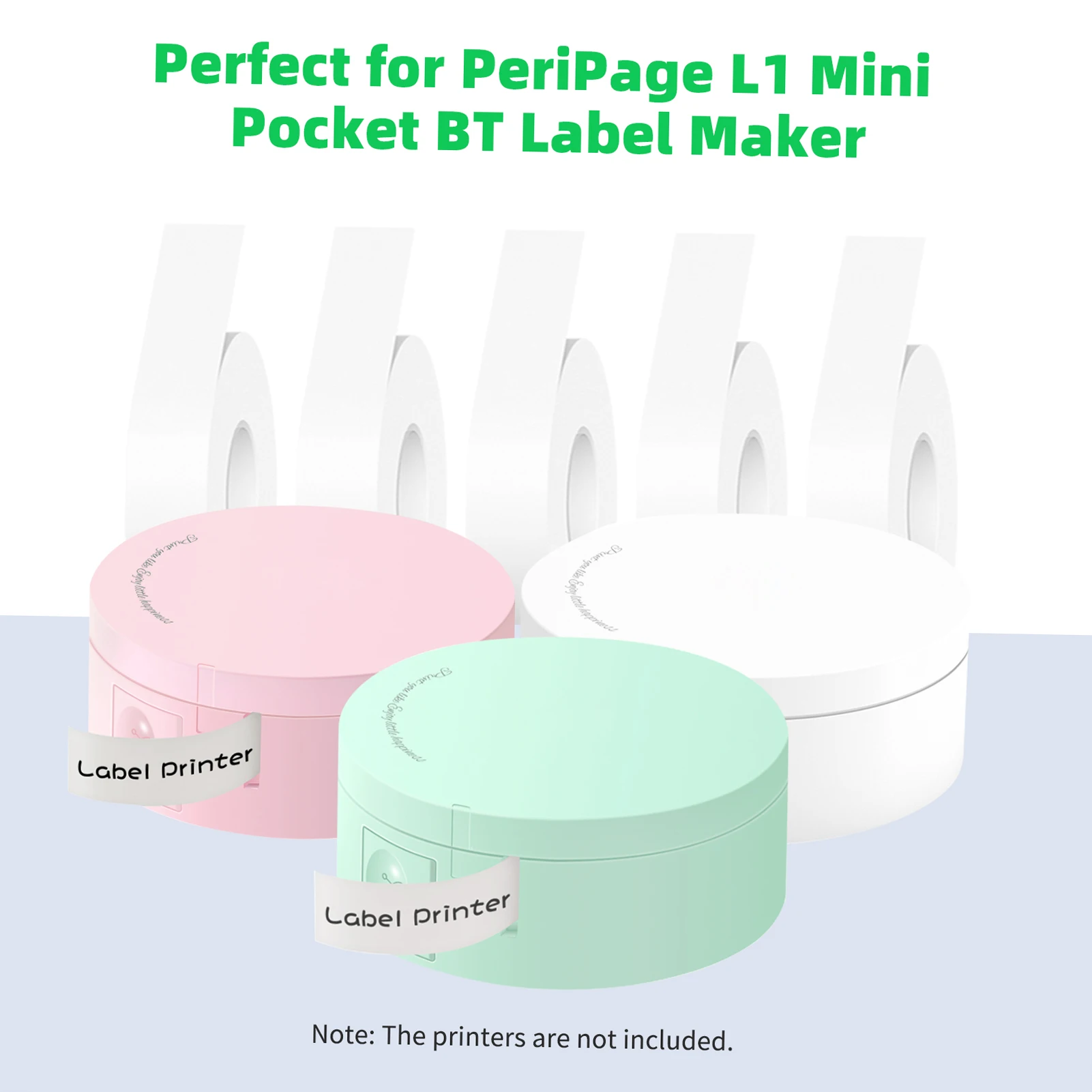 PeriPage 1 Roll White Label Paper Sticky Tape Adhesive Thermal Label Printer Paper Name Price Sticker Oil-proof Tear-Resistant