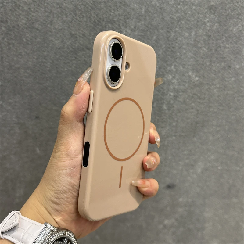 Magnetic Active Camera Button Wireless Charging Magesafe Case For iPhone 16 16Pro 16Pro Max Plus Solid Color Shockproof Cover