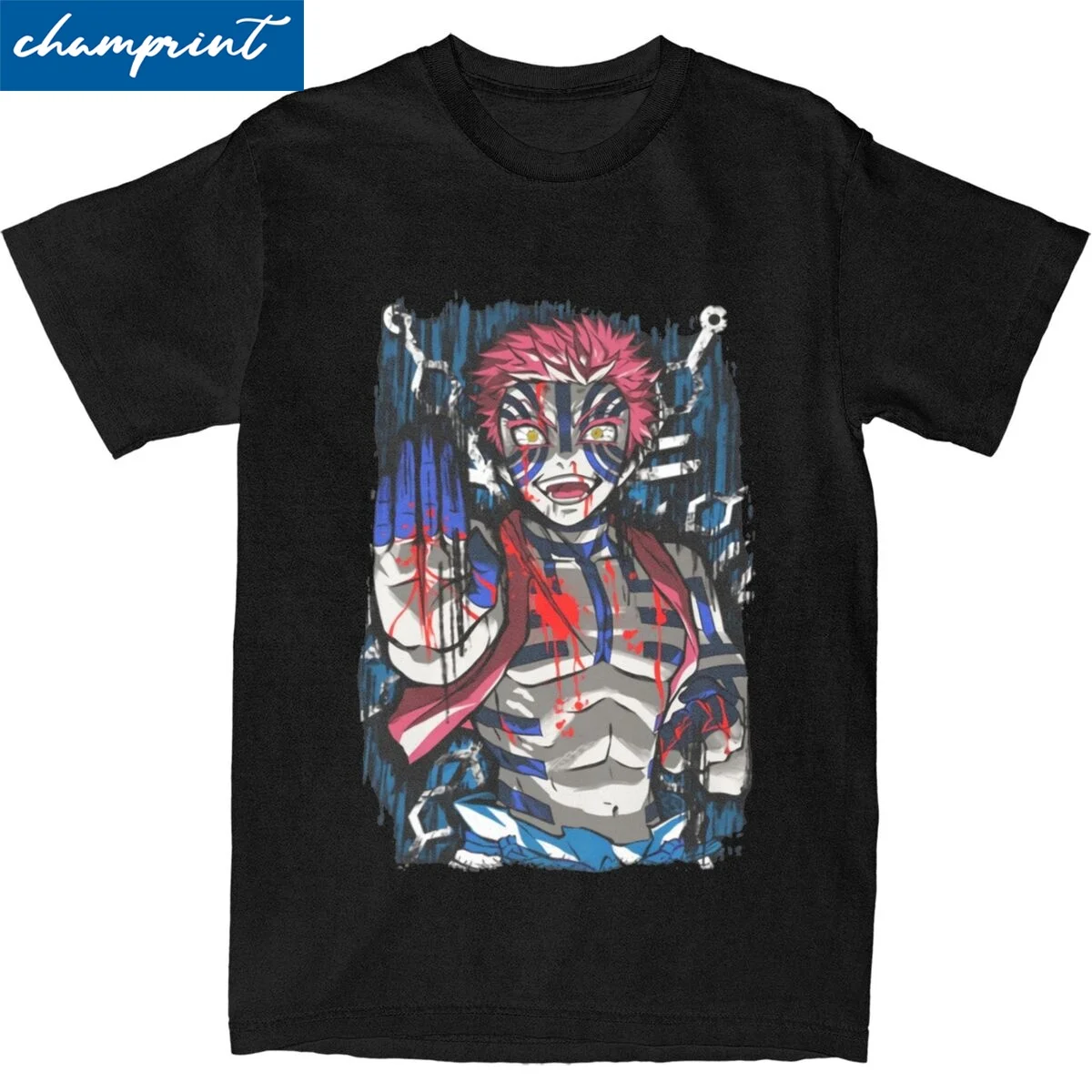 Men Women Demon Slayer Akaza Upper Rank T Shirts Demon Twelve Kizuki Pure Cotton Tops Fashion O Neck Tee Shirt Original T-Shirts