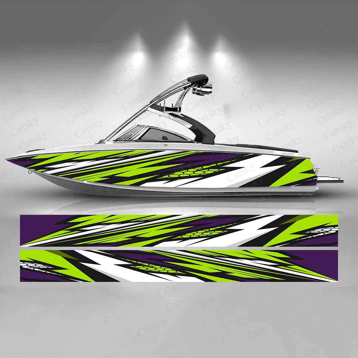 Colorful Lightning Design Boat Sticker Fashion Custom Fish Boat-Sticker Vinyl Waterproof Boat Wrap Graphic Boat Wrap Decal