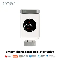 MOES-Válvula de radiador termostática Tuya Smart Zigbee, controlador de temperatura por aplicación remota programable TRV, compatible con Alexa y Google Home