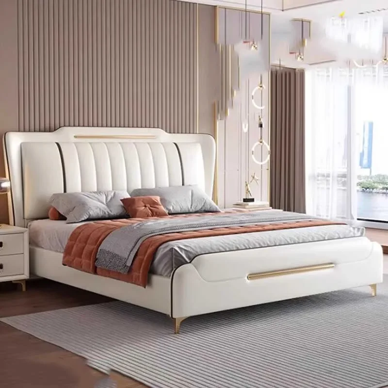 

European Style King Size Bed Frame Elegant Storage Modern Double Bed Frame Queen Size Bedroom Cama Moderno Lujo Home Furniture