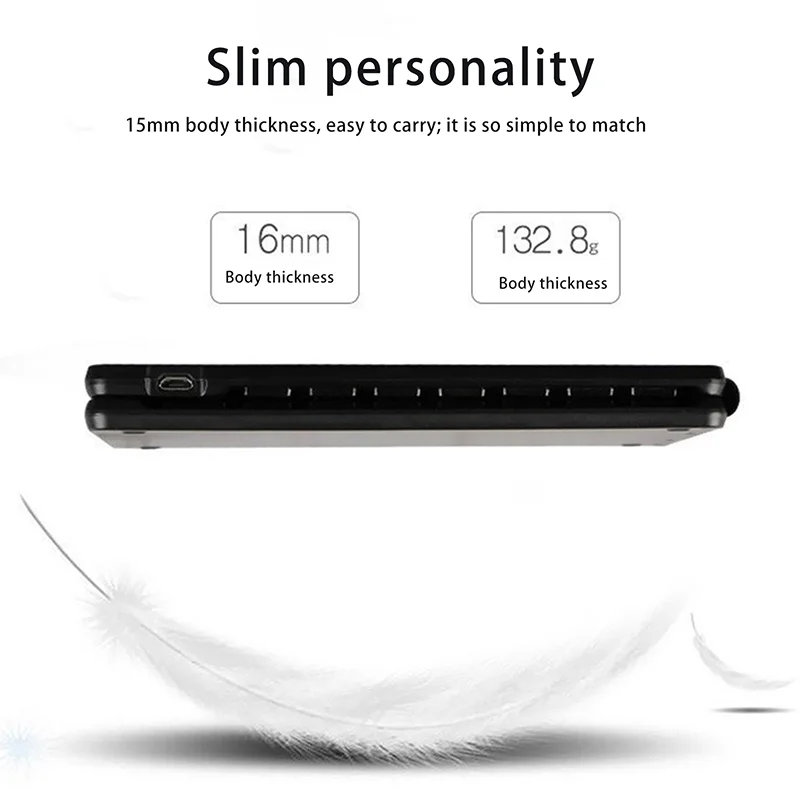 لوحة مفاتيح بلوتوث قابلة للطي، تخزين لوحة المفاتيح اللاسلكية الصغيرة، ثلاثة أنظمة متعددة الوظائف عالمية