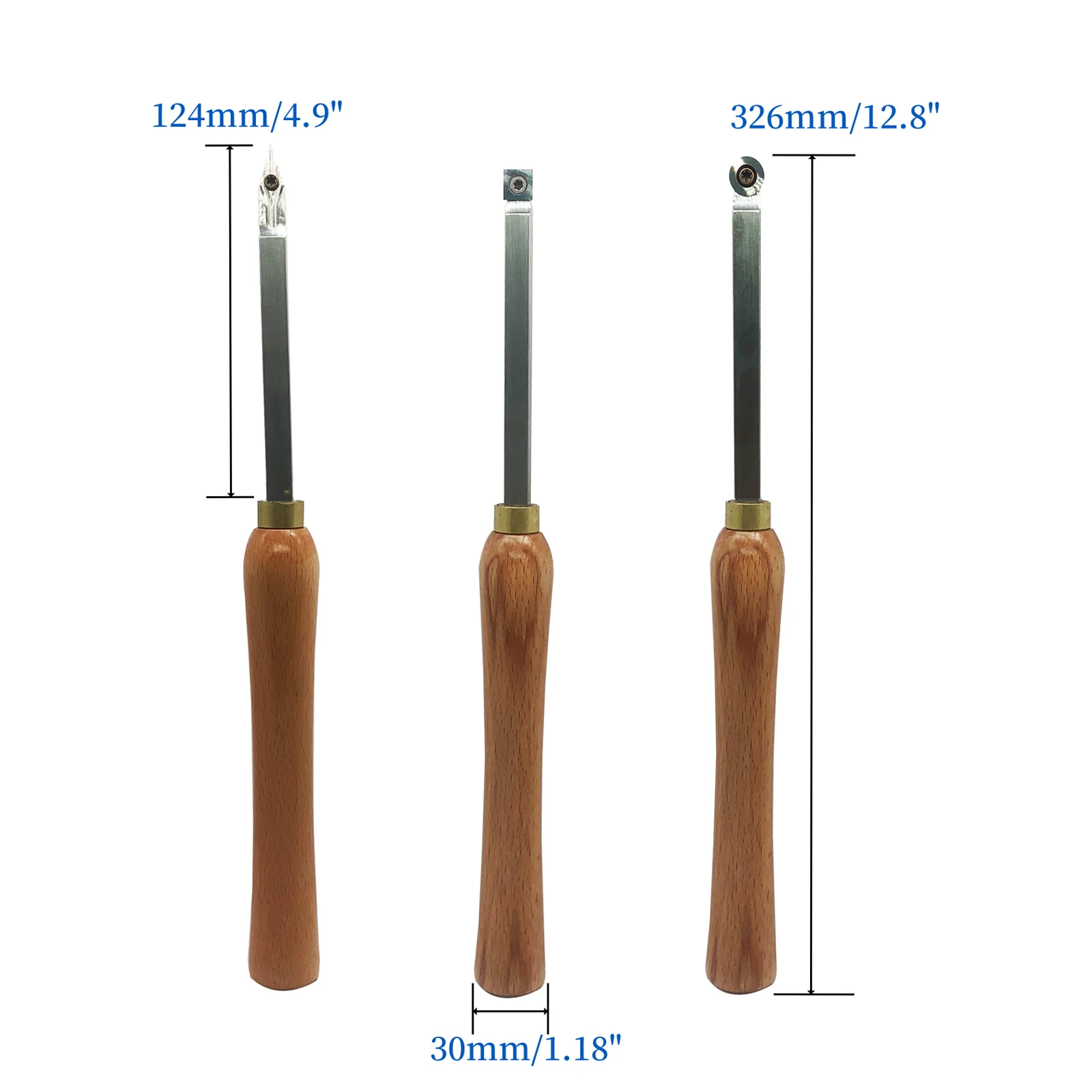 Woodturning Carbide Lathe Tools, Wood Turning Tool Set of 3 Rougher Detailer Finisher Carbide Lathe Tools for Woodturning