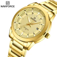 NAVIFORCE-relojes para hombre con correa de acero inoxidable, pulsera deportiva informal de cuarzo, resistente al agua, con fecha, 2024