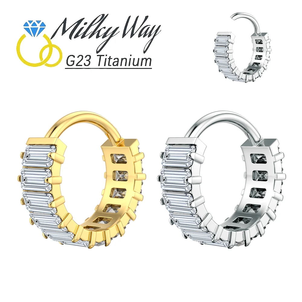 Luxury ASTM F136 Titanium Body Jewelry16G Earrings 5A Zircon Stones Nose Piercing Clicked Ear Cartilage Helix Tragus Piercing