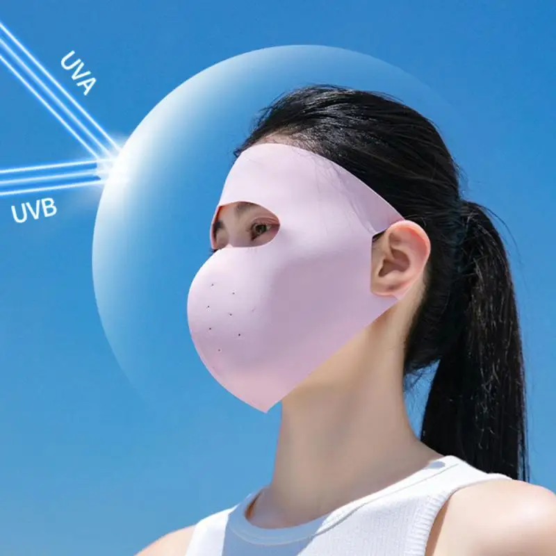 Full Face Coverage Summer Ice Silk Sunscreen Mask Upf 50 Cycling Mask Fabric Nylon Full Face Sun Protection Mask Cool Touch