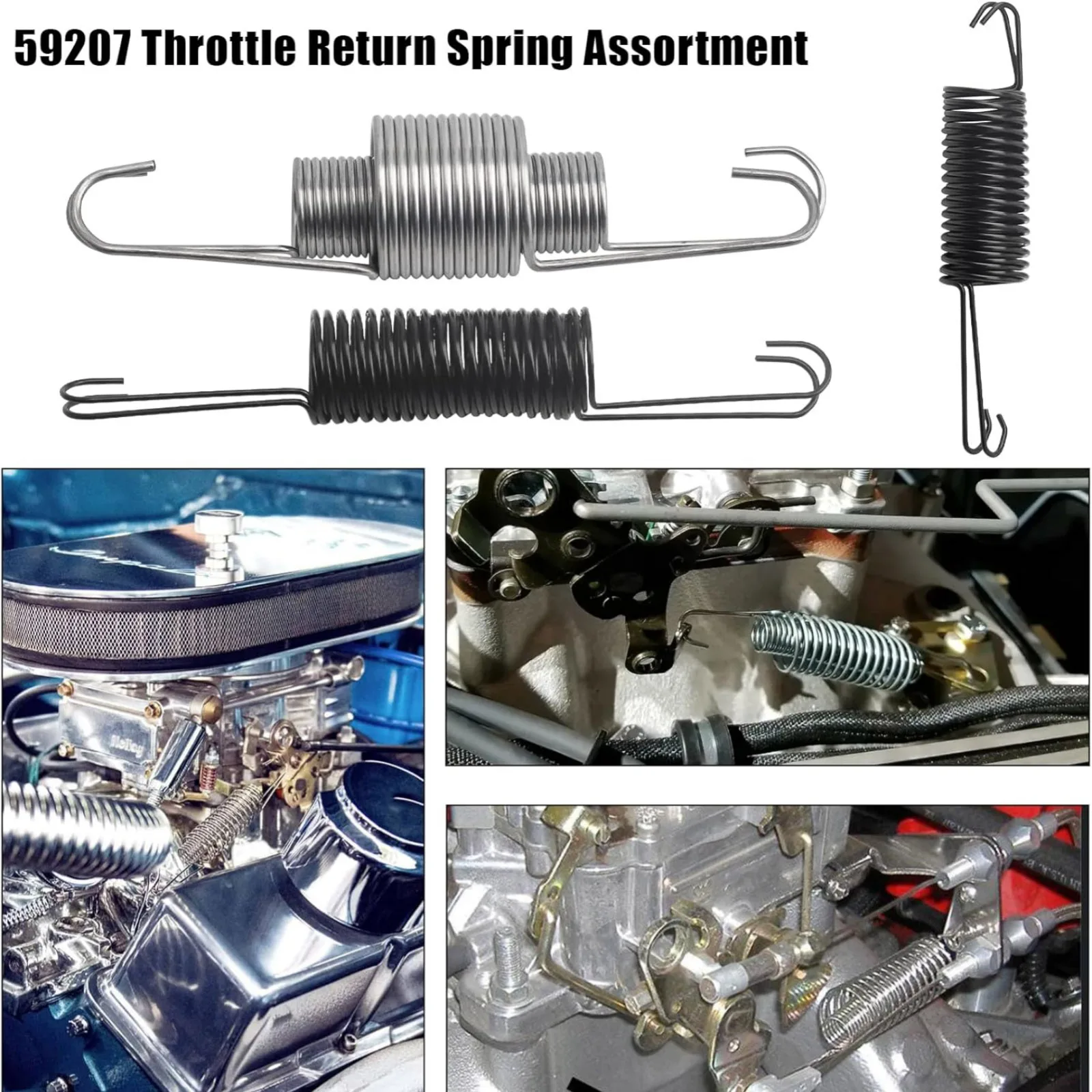 

Throttle Return Spring Assortment 4Pcs Metal Carburetor Spring Kit 59207 Universal For 5-1/8" Neck For Most Carbureted Engines