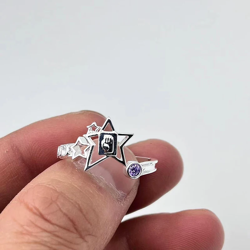 애니메이션 조조 기묘한 모험 반지, 쿠조 조타로 코스프레 손가락 반지, 쥬얼리 소품 액세서리, 조정 가능한 유니섹스 금속 반지 선물