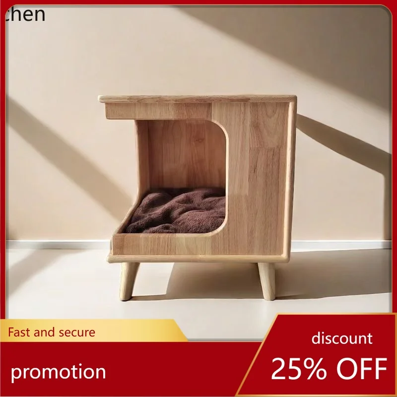 

ZML solid wood semi-closed cat nest villa bench bedside table universal cat kennel stool for all seasons