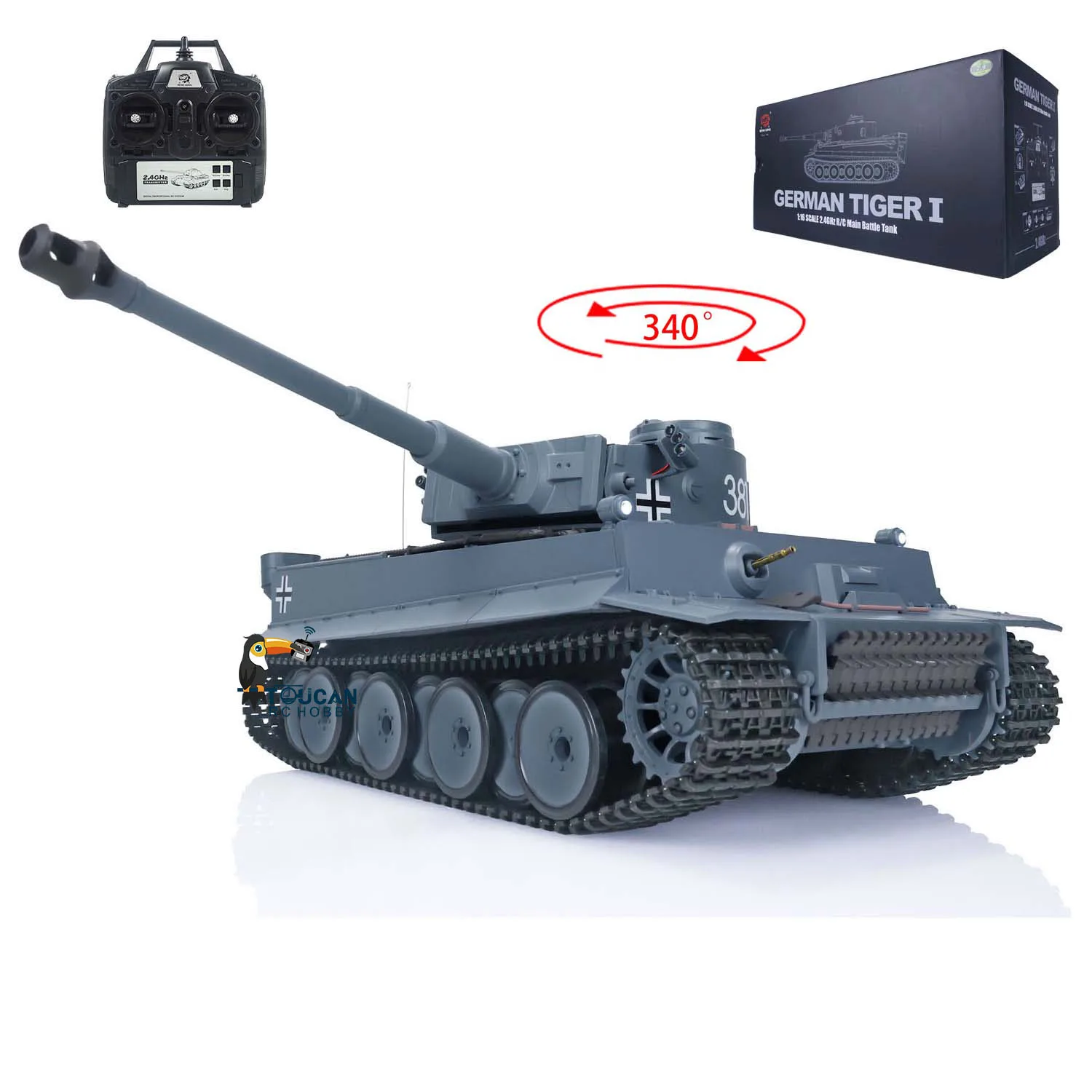 1/16 Heng Long 7.0 RC Tank HL German Tiger I 3818 Turret Side Light Smoking Minigun Remote Control Military Car Toys Gifts