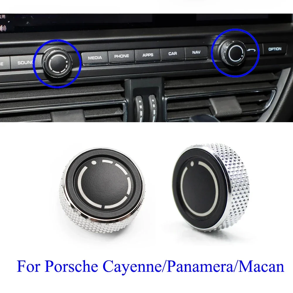 Car Audio Volume Radio Knob Cover CD Multimedia Control Switch Buttons For Porsche Cayenne 7P5 Panamera 970 Macan 95B 95B9195