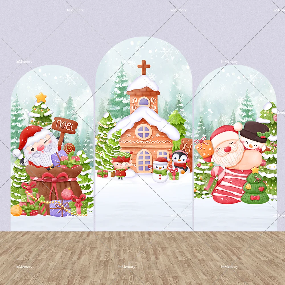 

Christmas Arch Cover Backdrop Party Decoration Chiara Wall Banner Snowman Santa Photo Background Xmas Tree Photocall