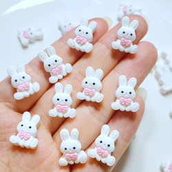 20pcs New Cute 12*15mm Resin Mini Rabbit Flat Back Cabochon Scrapbook Kawaii DIY Embellishments Accessories
