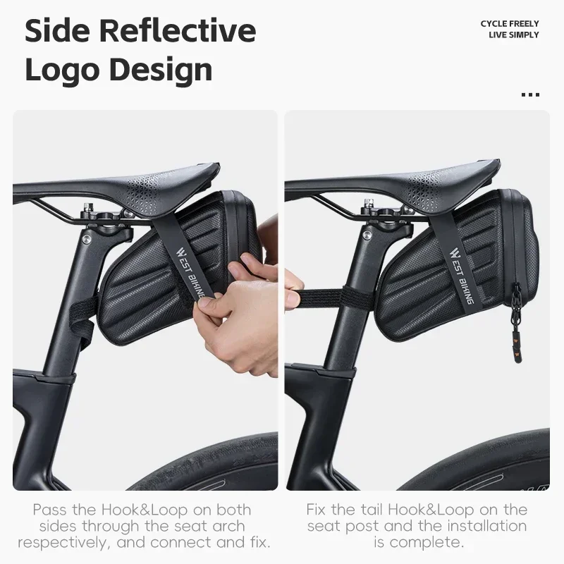 

WEST BIKING Велосипедная седельная сумка EVA Carbon Pattern Hard Shell Tail Bag 1.8L MTB Комплект шоссейного велосипеда Ремонтная задняя сумка Аксессуары для велосипеда