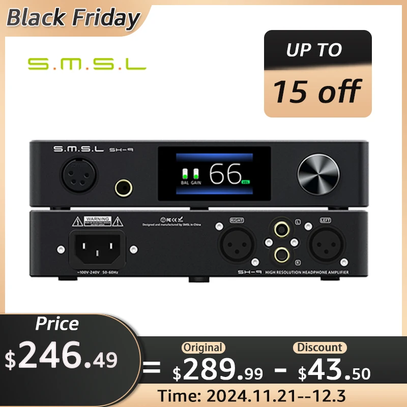 SMSL SH9  IEM AMP SH-9 HIFI High-power Headphone Amplifier THX AAA technology Input 6.35MM Balanced Headphone Amplifier Pre-Amp