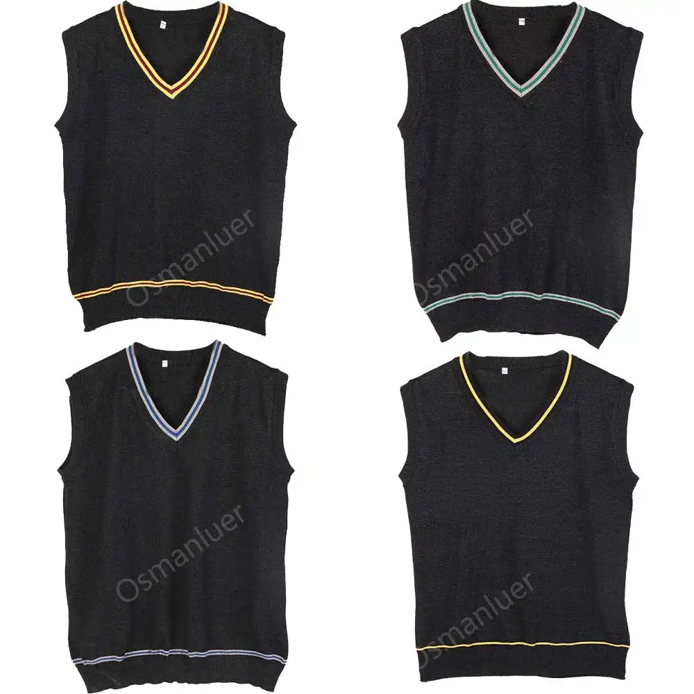 Unisex Magische Schuluniform für Männer und Frauen, Zauberer-Cosplay V-Ausschnitt Pullover, Uniform Gestreifte Strickweste, Halloween-Kostüm