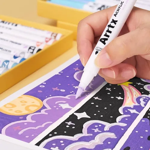 Imagen 2 del producto Rotuladores acrílicos Arrtx, punta de pincel, bolígrafos de pintura acrílica para pintura rupestre, vidrio, piedra, madera, cerámica, tela, manualidades DIY