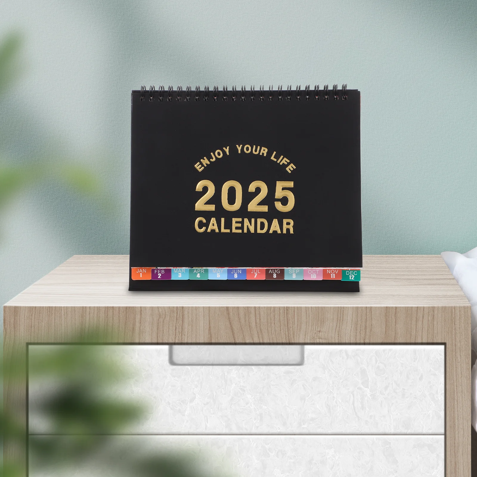 

2025 Standing Flip Desk Calendar English Monthly Spiral Daily Schedule Planner Compact Office Home Desk Calendars