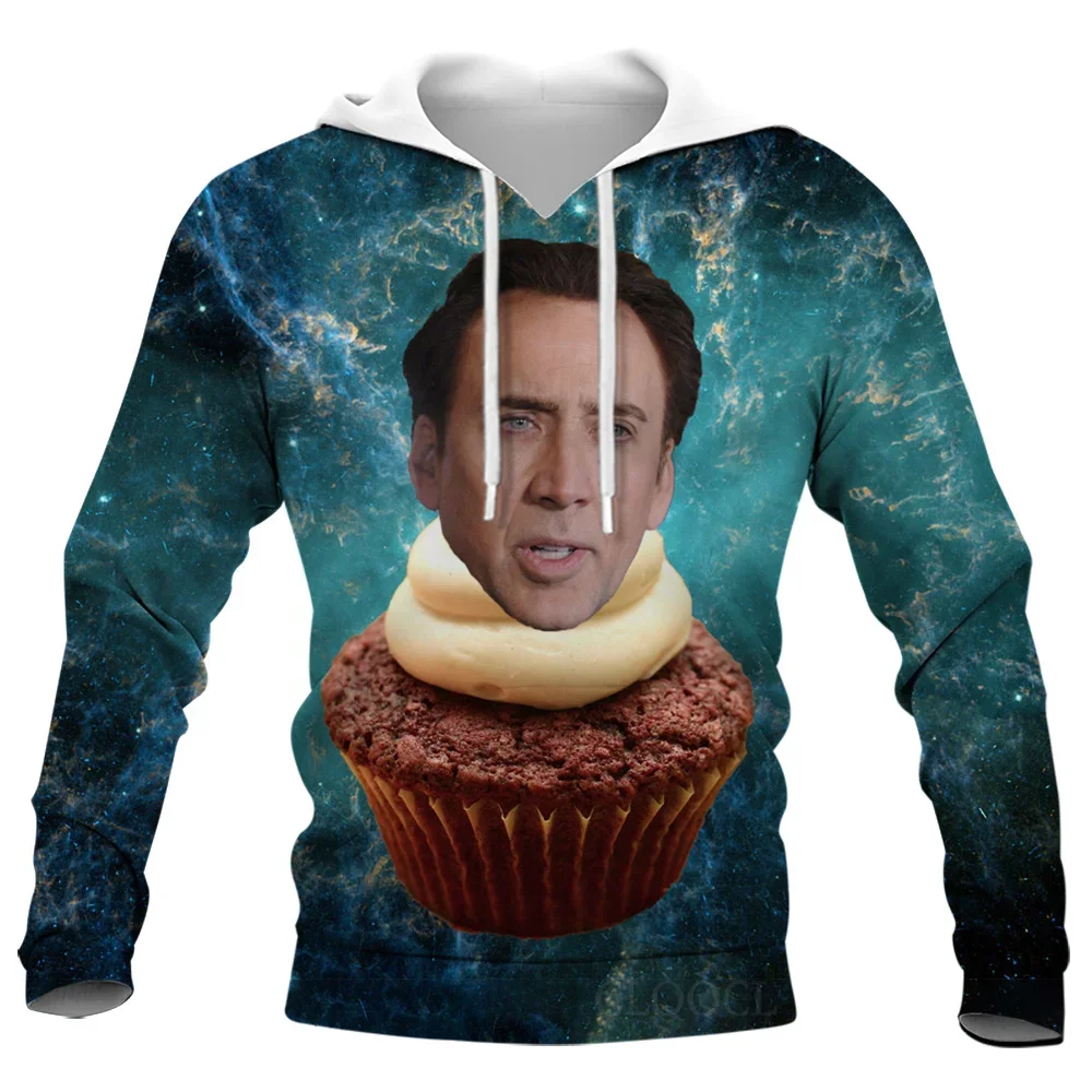 Christmas Nicolas Cage Face Hoodie Funny 3D Merry Cagemas Kim Coppola Graphic Hoodies for Men New Hooded Pullovers Sweatshirts