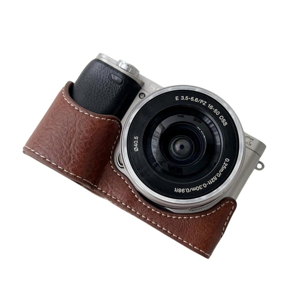 A6000 A6100 A6300 A6400 PU Half Base Bag Body Case Cover Protector Shell for Sony ILCE-6000 ILCE-6100 ILCE-6300 Camera