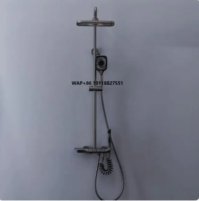 مجموعة رأس دش مفتاح البيانو البارد والساخن من النحاس الرمادي، رأس دش أبيض للحمام والحمام