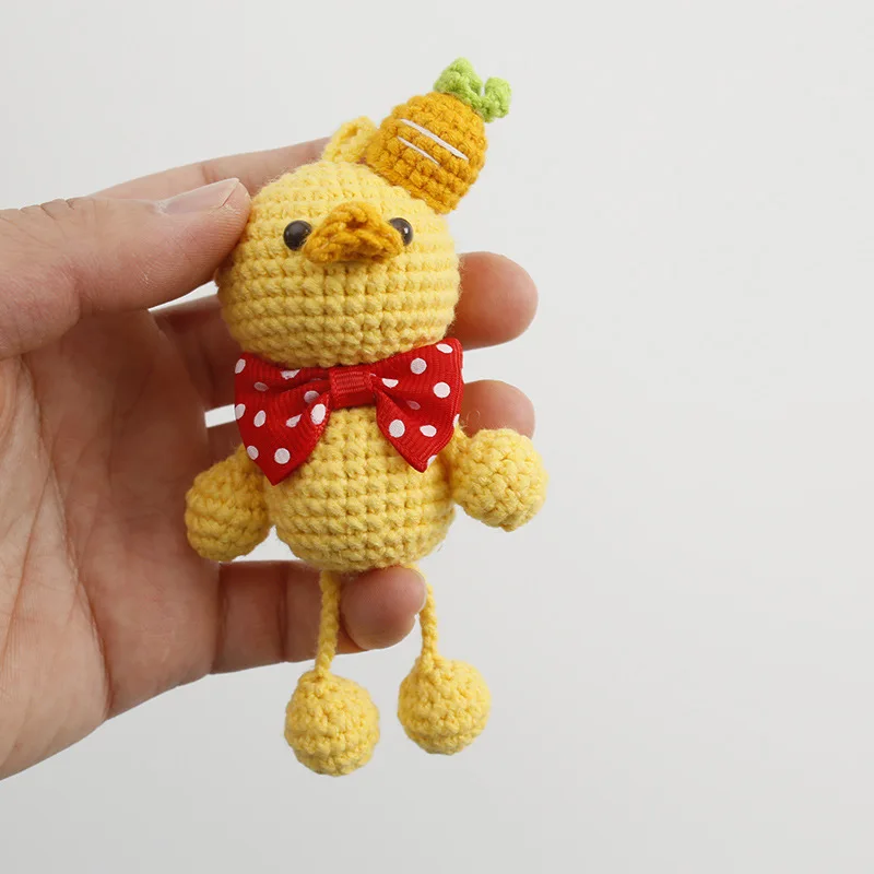 Cute Duck Doll Crochet Keychain Accessories Funny Frog Animal Doll Knitting Pendant For Bag Creative Handmaking Weaved Gifts