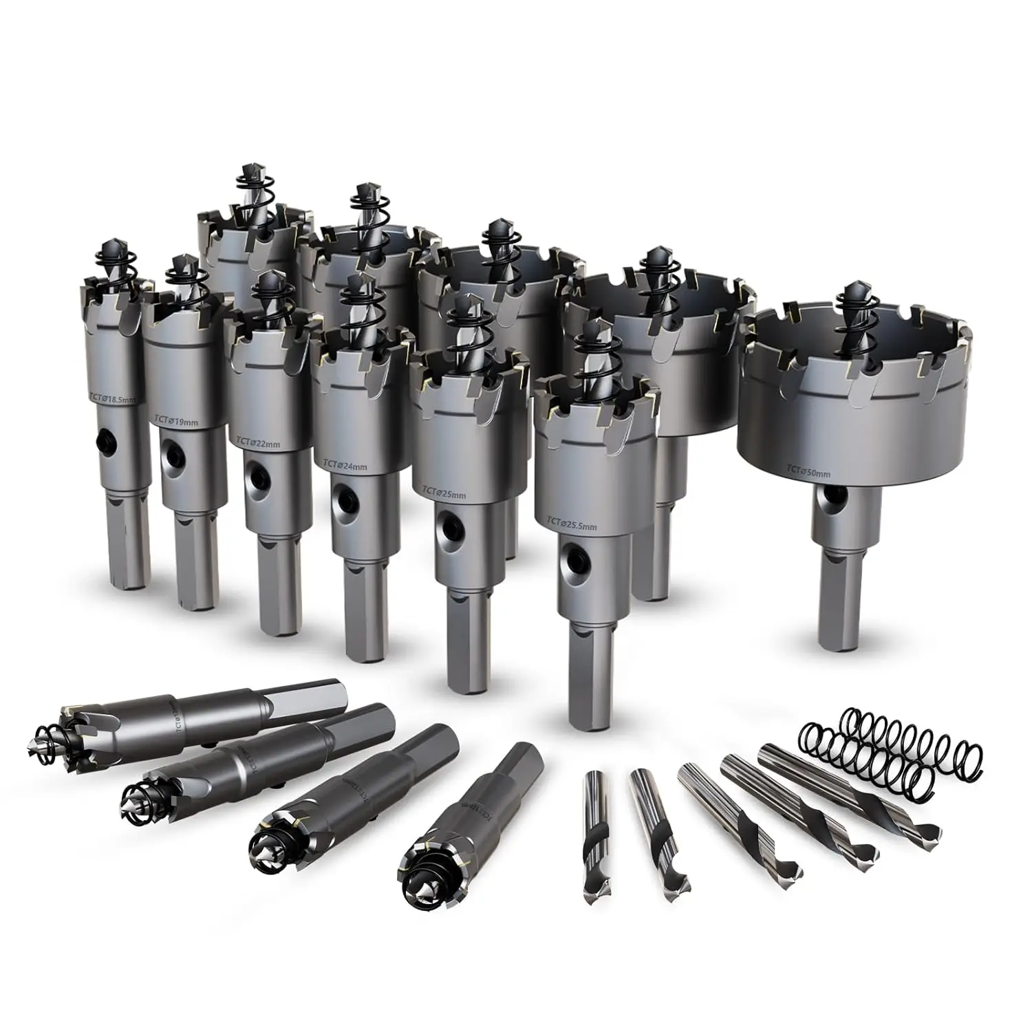 

20PCS Heavy Duty Carbide Hole Saw Kit with Titanium Plated Pilot Drills for Hard Metal, Stainless Steel, Iron