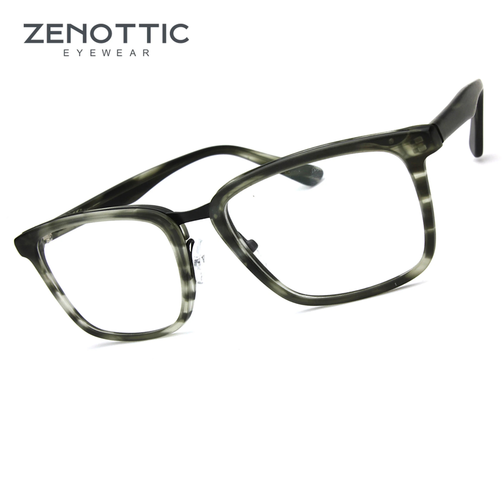 ZENOTTIC 사각 아세테이트 광학 안경 프레임, 비즈니스 비처방 안경, 패션 남성 안경, BT2301 