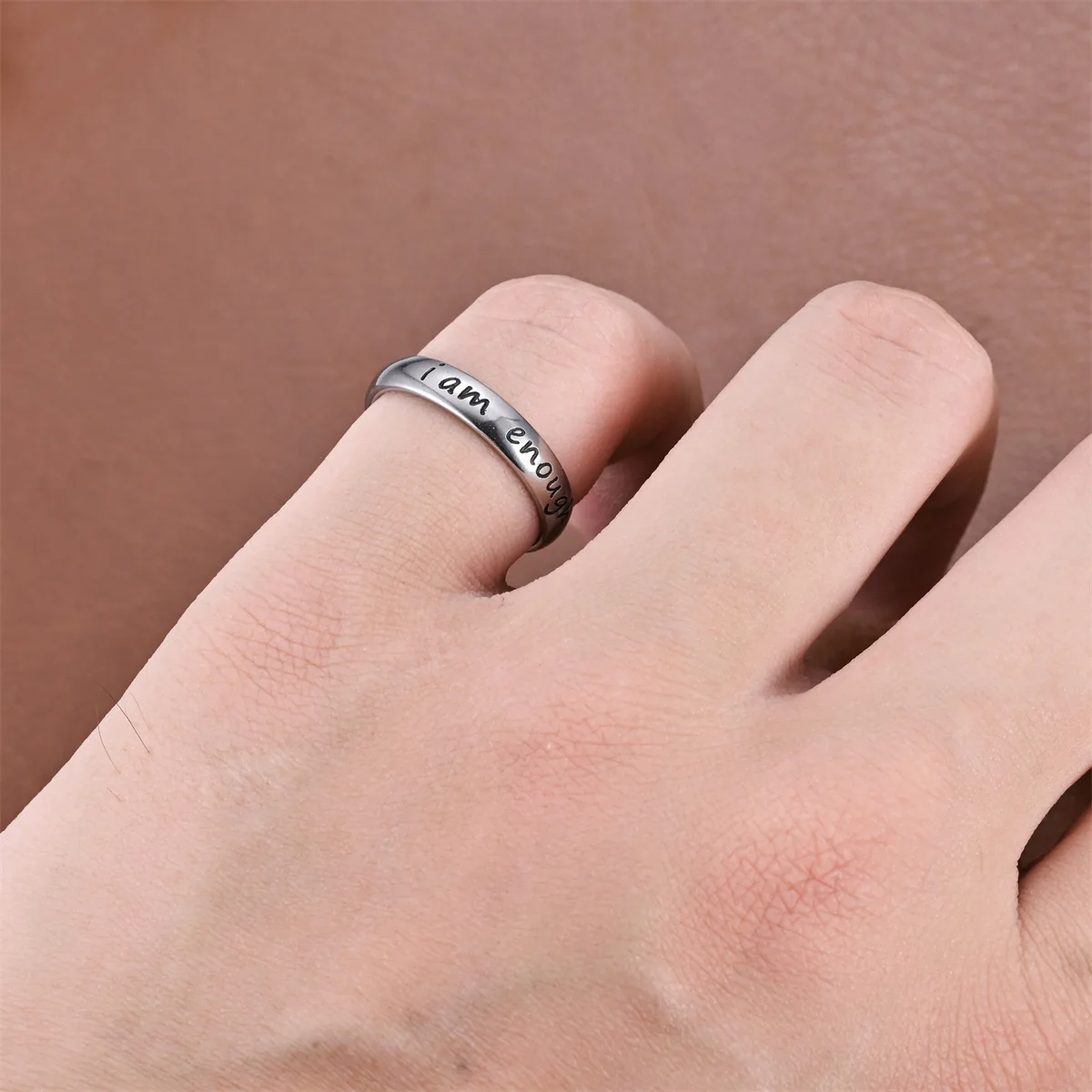 2024 Fashion New Niche Cute I am Enough Inspirational Couple Ring Factory