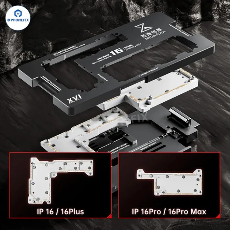 MEGA-IDEA 4 в 1, IPhone 16/16 Plus/16 Pro/16 Pro Max, многослойная тестовая рамка для материнской платы для телефона, приспособление для ремонта слоя печатной платы