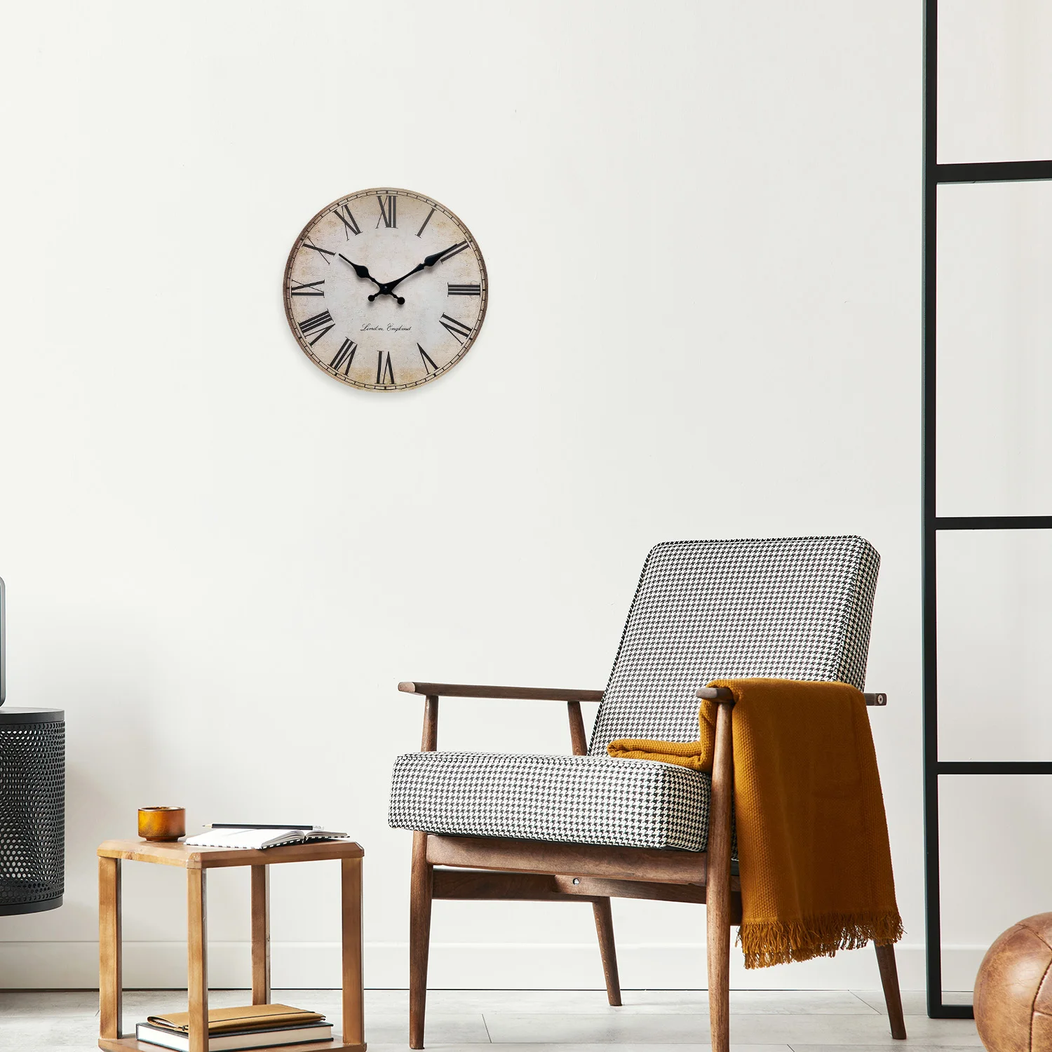 European-Style Retro Roman Numeral Wooden Wall Clock for Living Room, Bedroom, Kitchen, Home Decoration, Silent Quartz Clock, Holiday Gift, 10