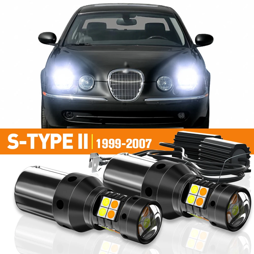 2x LED Dual Mode Turn Signal+Daytime Running Light DRL For Jaguar S-TYPE II 2 1999-2007 2000 2001 2002 2003 Accessories Canbus