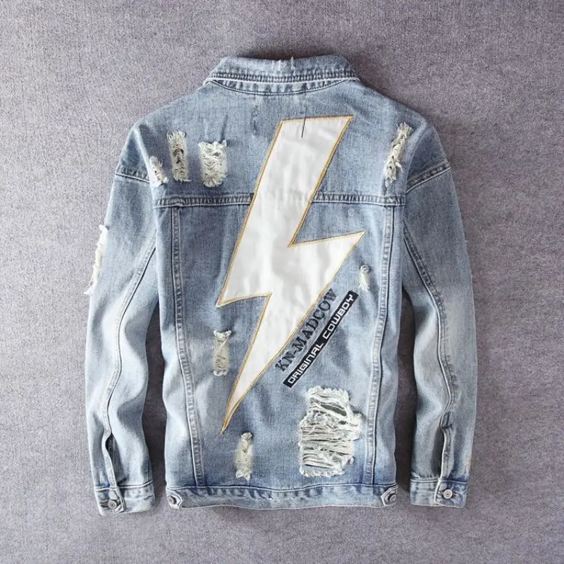 Vel nyomtatás men's Cajgvászon kabát Hímzés Áristom ligh Rajz Apaállat jean coats Japán nyelv retro cowgirl washed Legújabb divat Új óra Dzsóker y2k