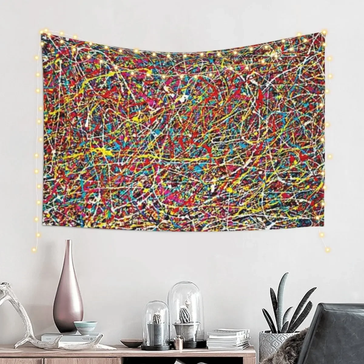 Jackson Pollock linear, color pattern, Jackson Pollock design, Tapestry Wall Hanging Wall Outdoor Decor Tapestry