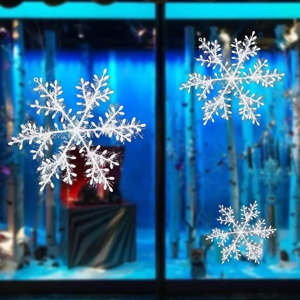 30 قطعة من حلي ندفة الثلج البلاستيكية لشجرة عيد الميلاد وديكور الحدث وديكور الشتاء للمنازل والمساحات التجارية