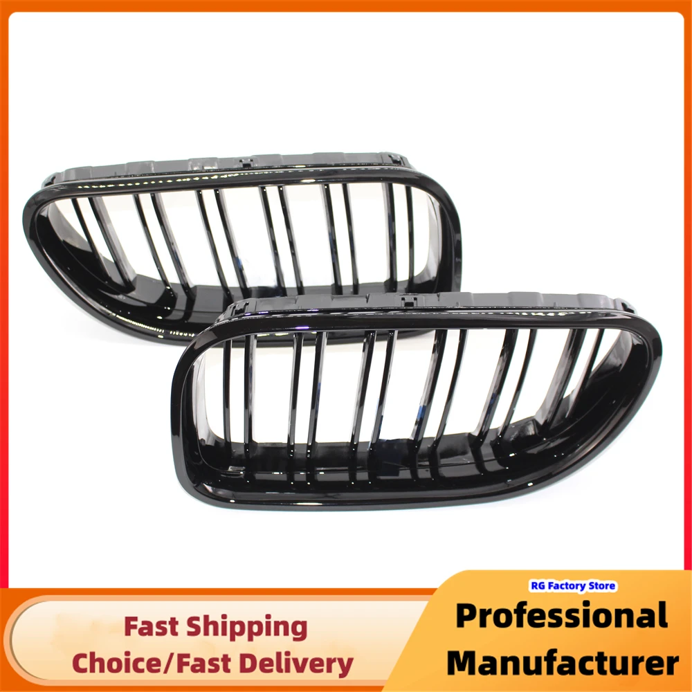 Double Slat Front Kidney Racing Grille For BMW 6 series F06 F12 F13 M6 640i 650i 2012-2017 Glossy Black Car Front Bumper Grille