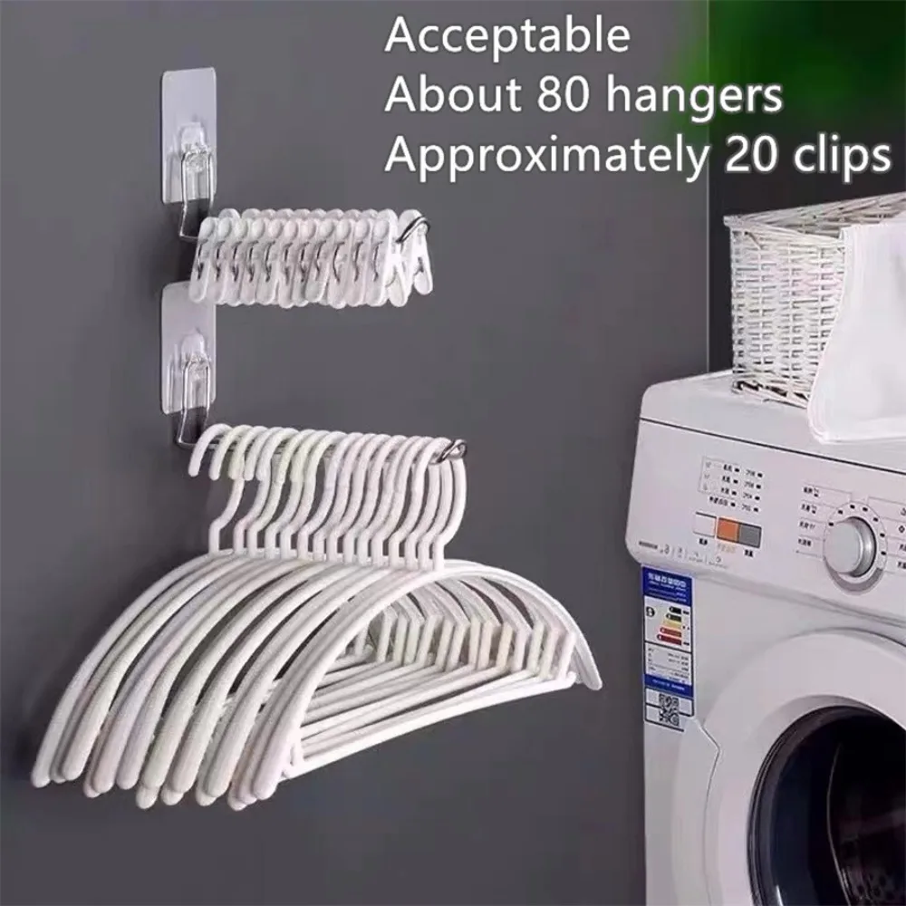 Versatile Wall-mounted Hanger Storage Space-saving Foldable Clothes Hanger Rack Windproof Anti-slip Organizer