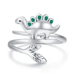 Dinosaur Rings for Girl Women Silver Plated Dinosaur Jewelry Adjustable Open Rings Cute Animal Gift Christmas Present