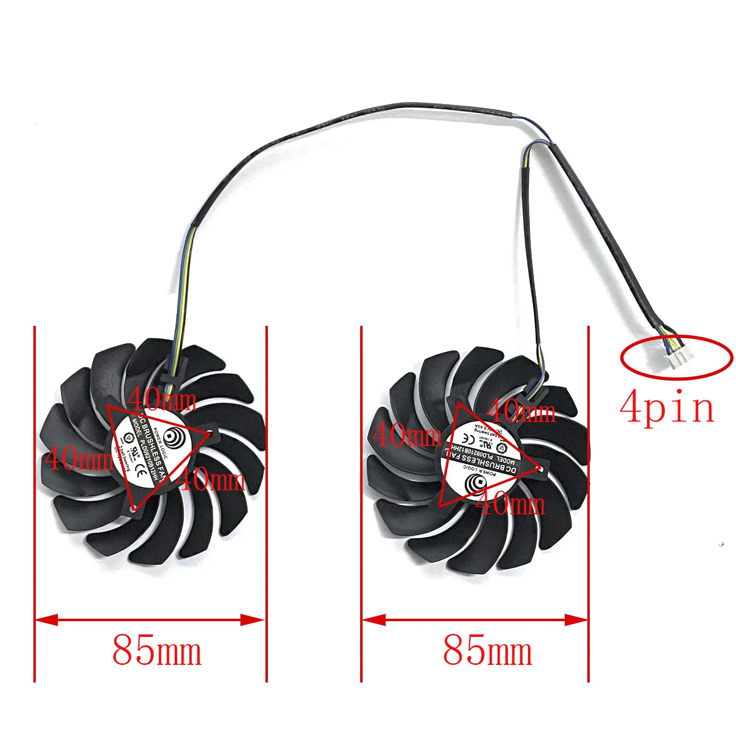 PLD09210S12HH PLD09210B12HH 85MM 4PIN RTX2060 GPU 팬, MSI GeForce GTX 1660 Super 1660Ti RTX 2060 Ventus XS OC 그래픽 팬